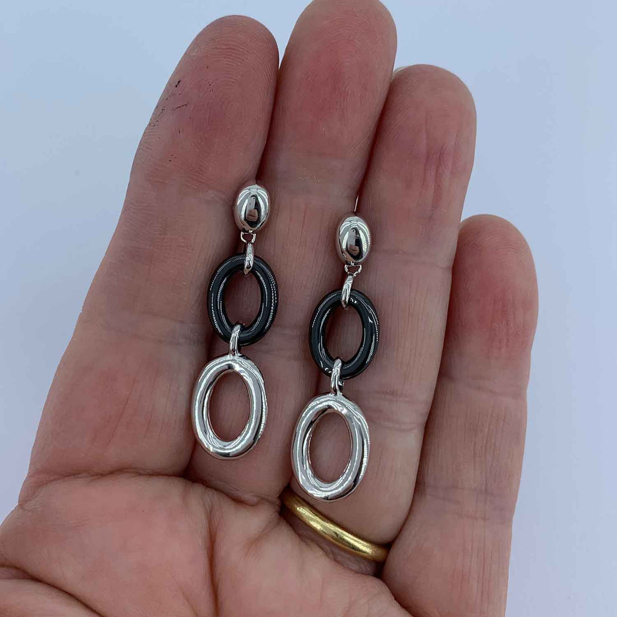 black silver drop earrings jewellery