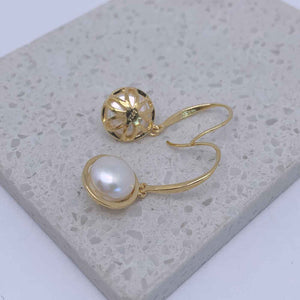 gold white pearl earring jewellery