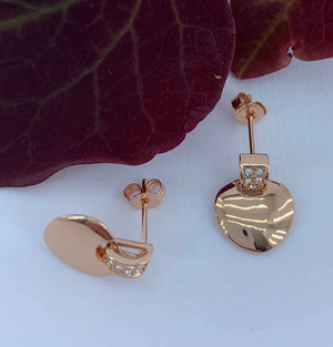 rose gold heart crystal earrings