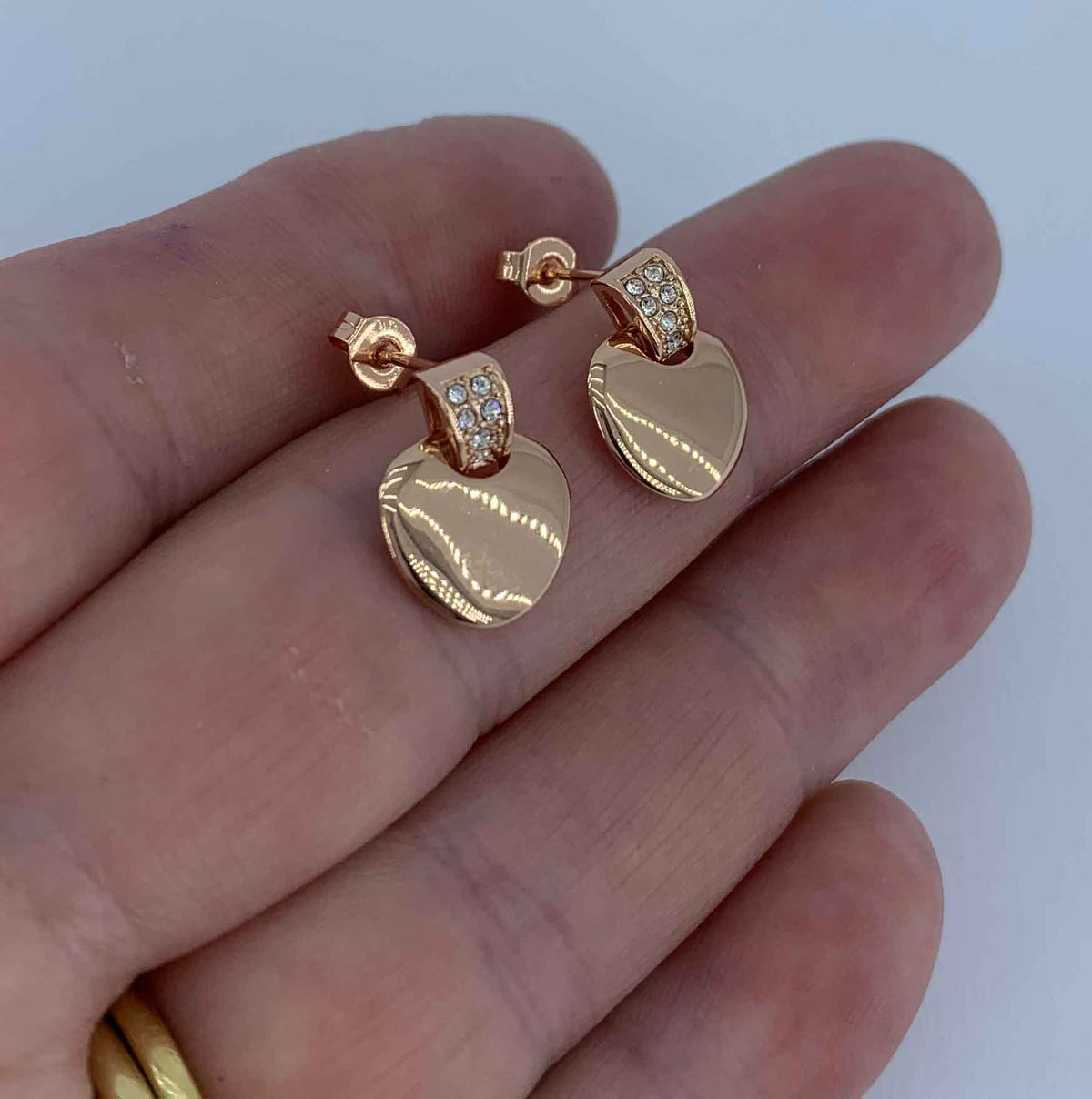 rose gold heart crystal earrings