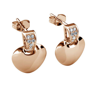 rose gold heart crystal earrings