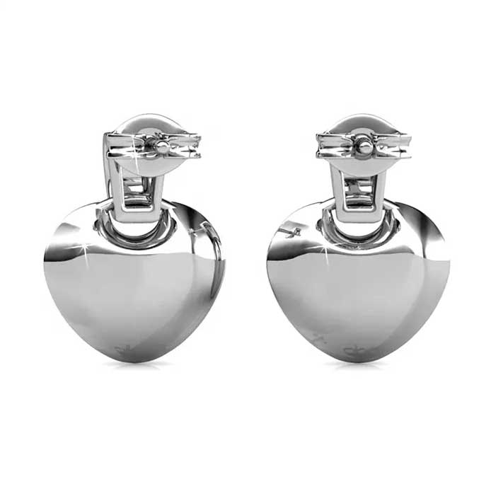 silver heart crystal stud earrings jewellery women