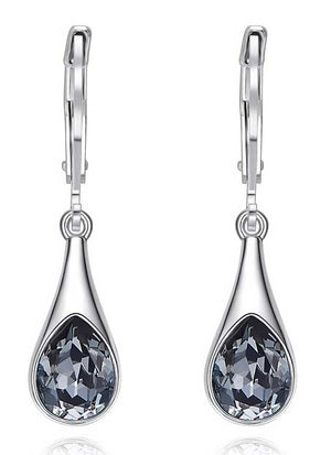 black crystal silver jewellery set