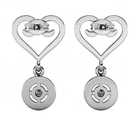 jewellery earrings silver crystal heart