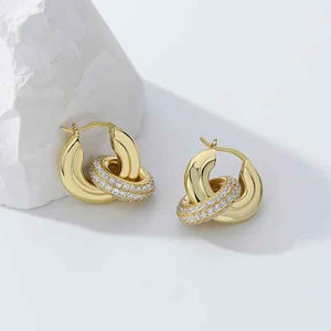 18K Gold Hoop CZ Diamond Earrings "Jaida"
