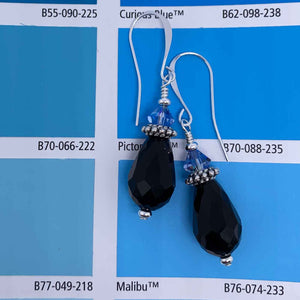 black crystal drop silver earrings nz