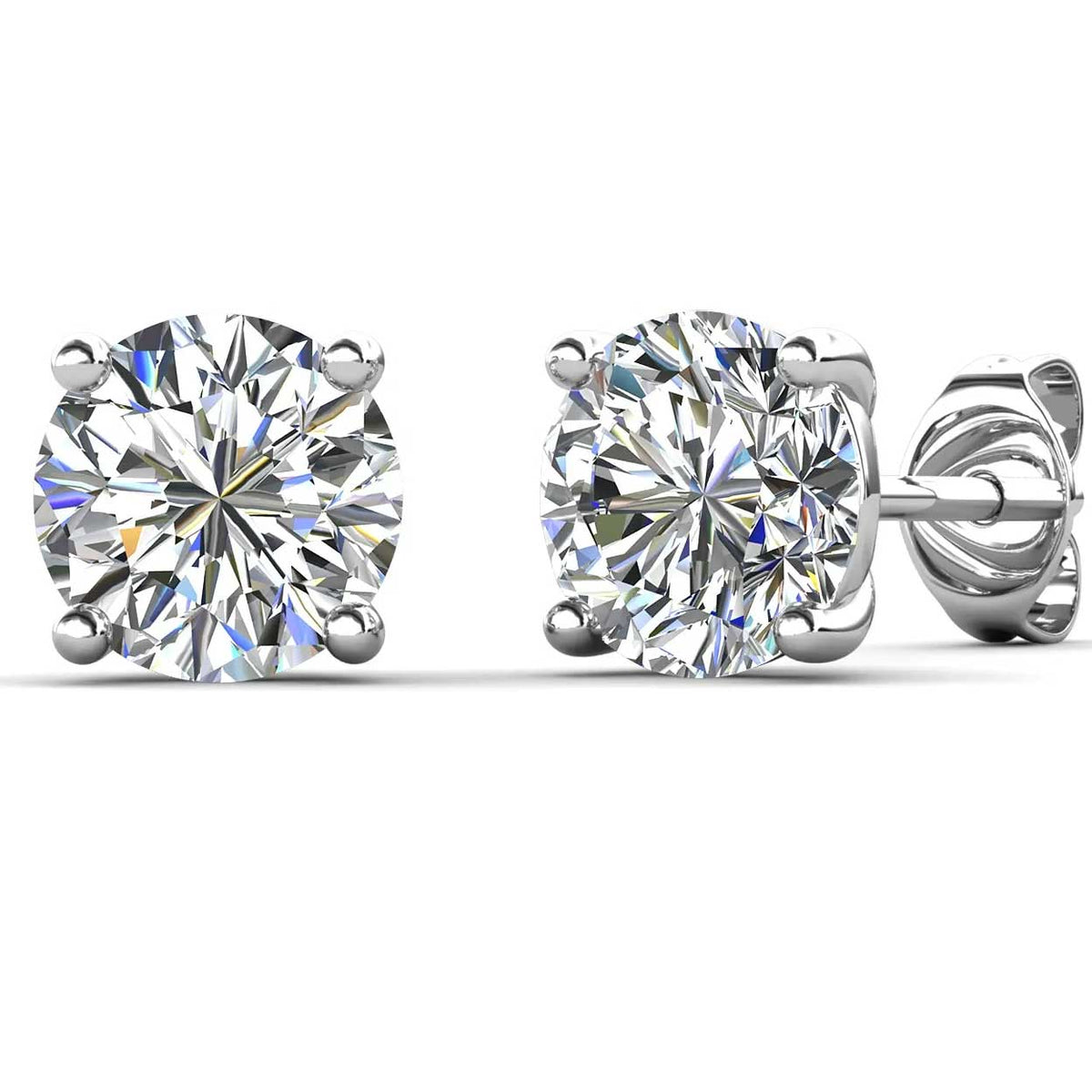 silver earring studs moissanite