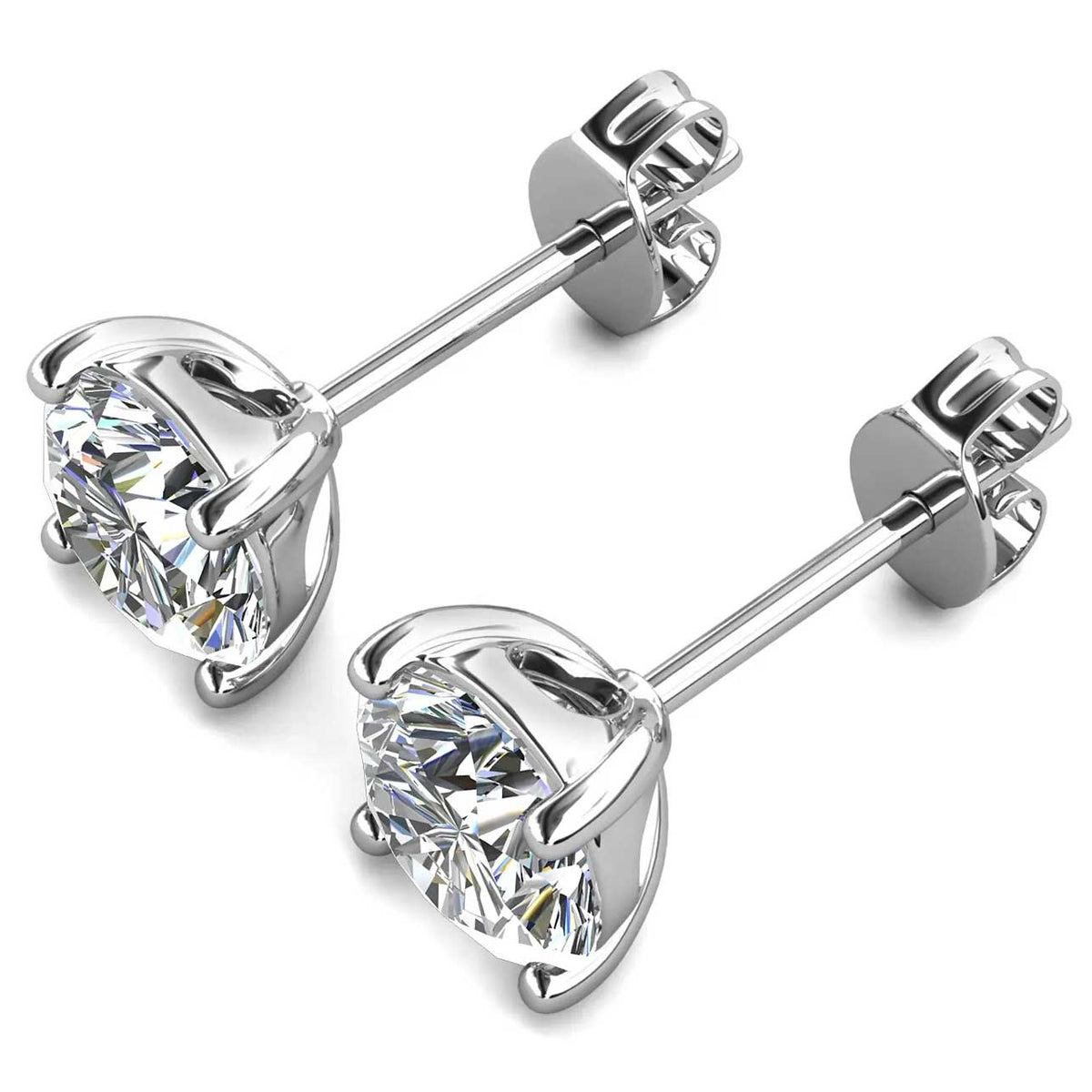 silver earring studs moissanite frenelle