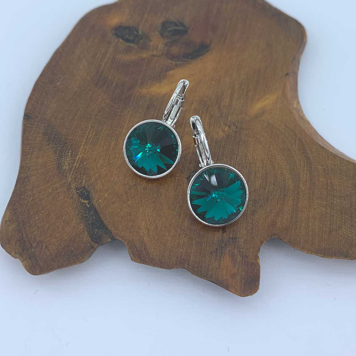 silver swarovski crystal earrings