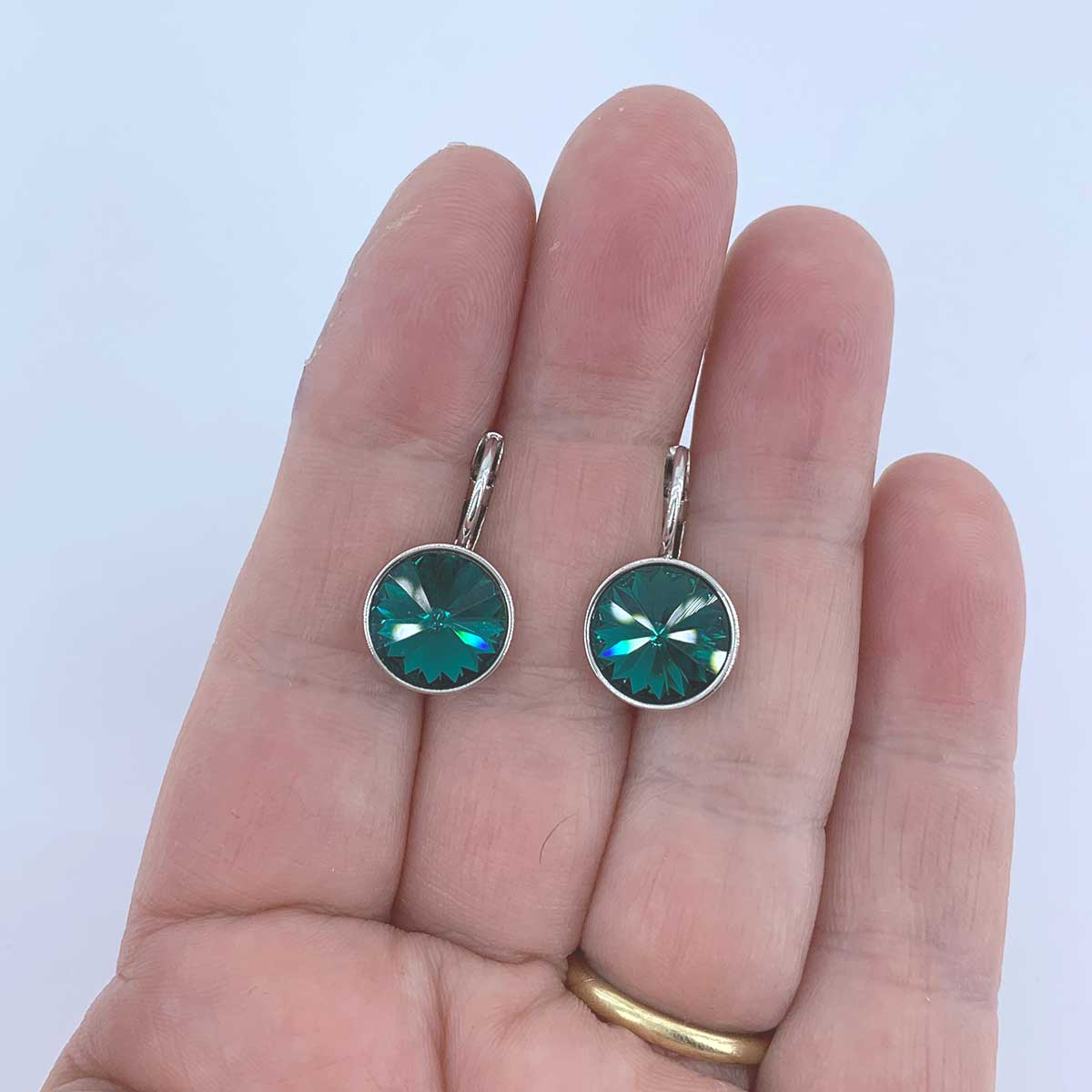 silver swarovski crystal earrings