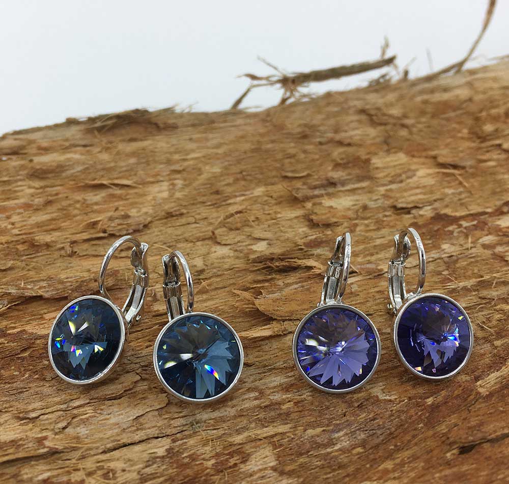 silver swarovski crystal earrings