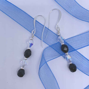 Silver Drop earrings "Japella" (Crystal and Black)