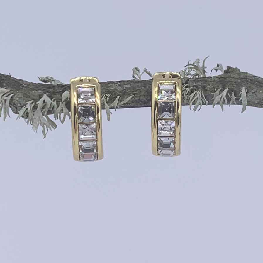 gold huggie crystal earring for women