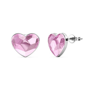 pink heart crystal stud earring for women girls