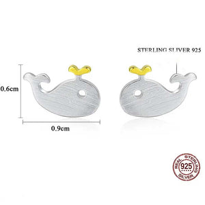 moby whale cute stud silver earrings