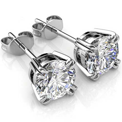 silver swarovski crystal stud earrings