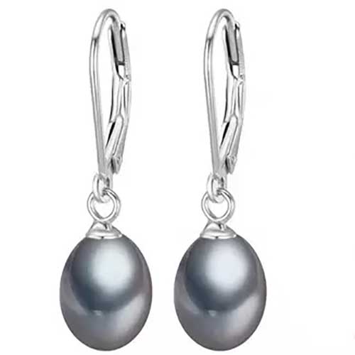 grey pearl drop earring
