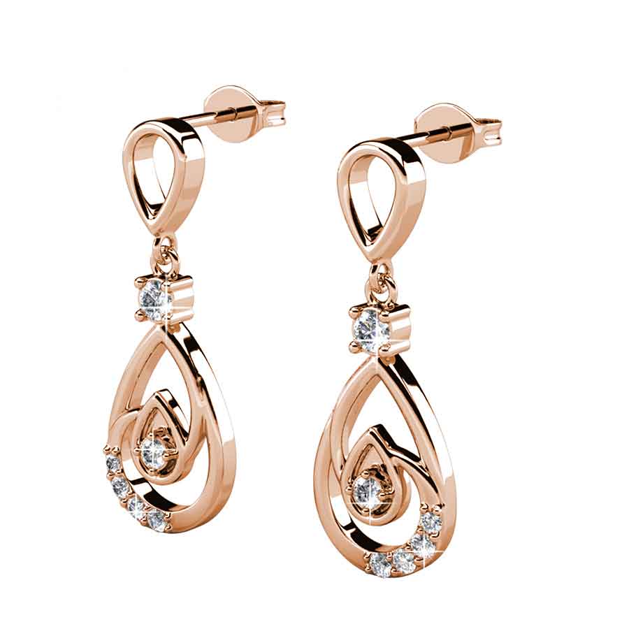 rose gold drop crystal earrings jewellery women