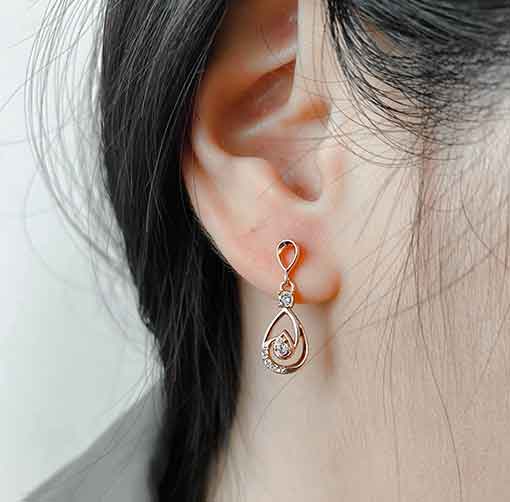 rose gold drop crystal earrings jewellery women