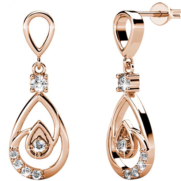 rose gold drop crystal earrings jewellery women