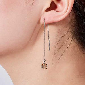 crystal threader silver earrings