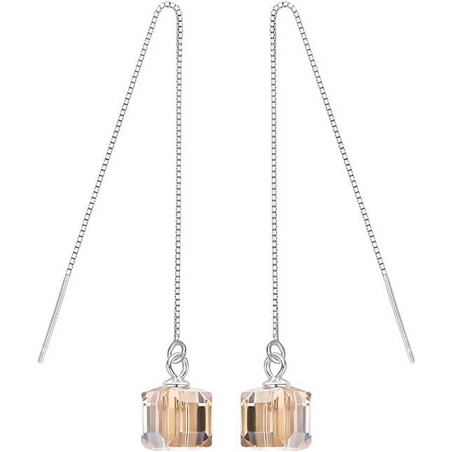 crystal threader silver earrings