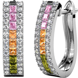 18K White-Gold Huggie Earrings with AAA Grade Crystals "Justine"