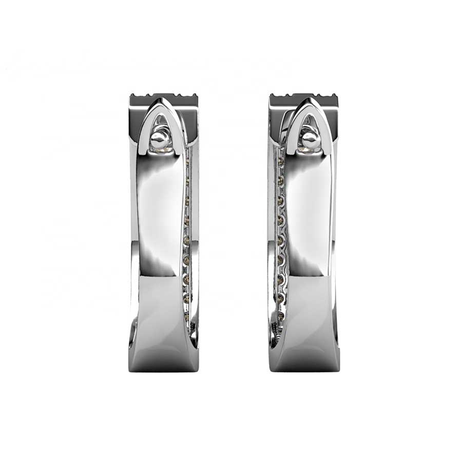 Silver huggie earrings back view
