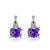 925 Sterling Silver drop earrings with CZ Diamonds "Kaleka" (Amethyst)
