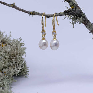 gold pearl drop earrings for bride nz