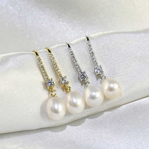925 Sterling Silver Pearl Drop earrings "Kalema" (White)