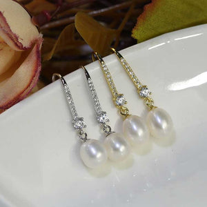gold pearl drop earrings for bride