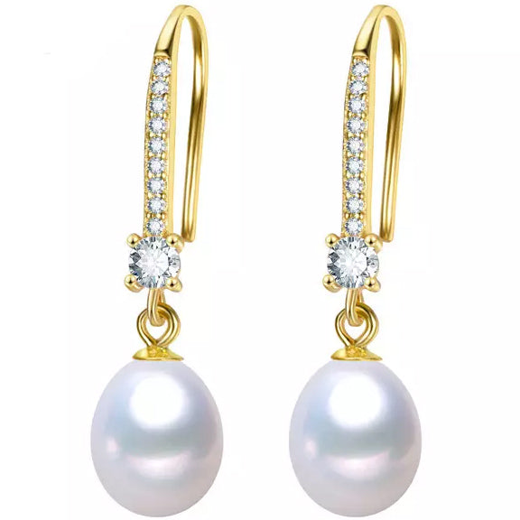 gold pearl drop earrings for bride