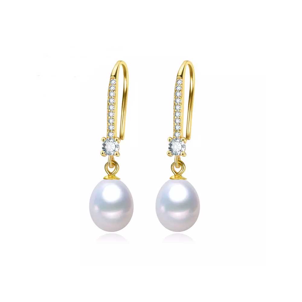 gold pearl drop earrings for bride