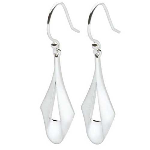 sterling silver drop folded ribbon earrings
