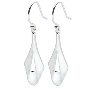 sterling silver drop folded ribbon earrings