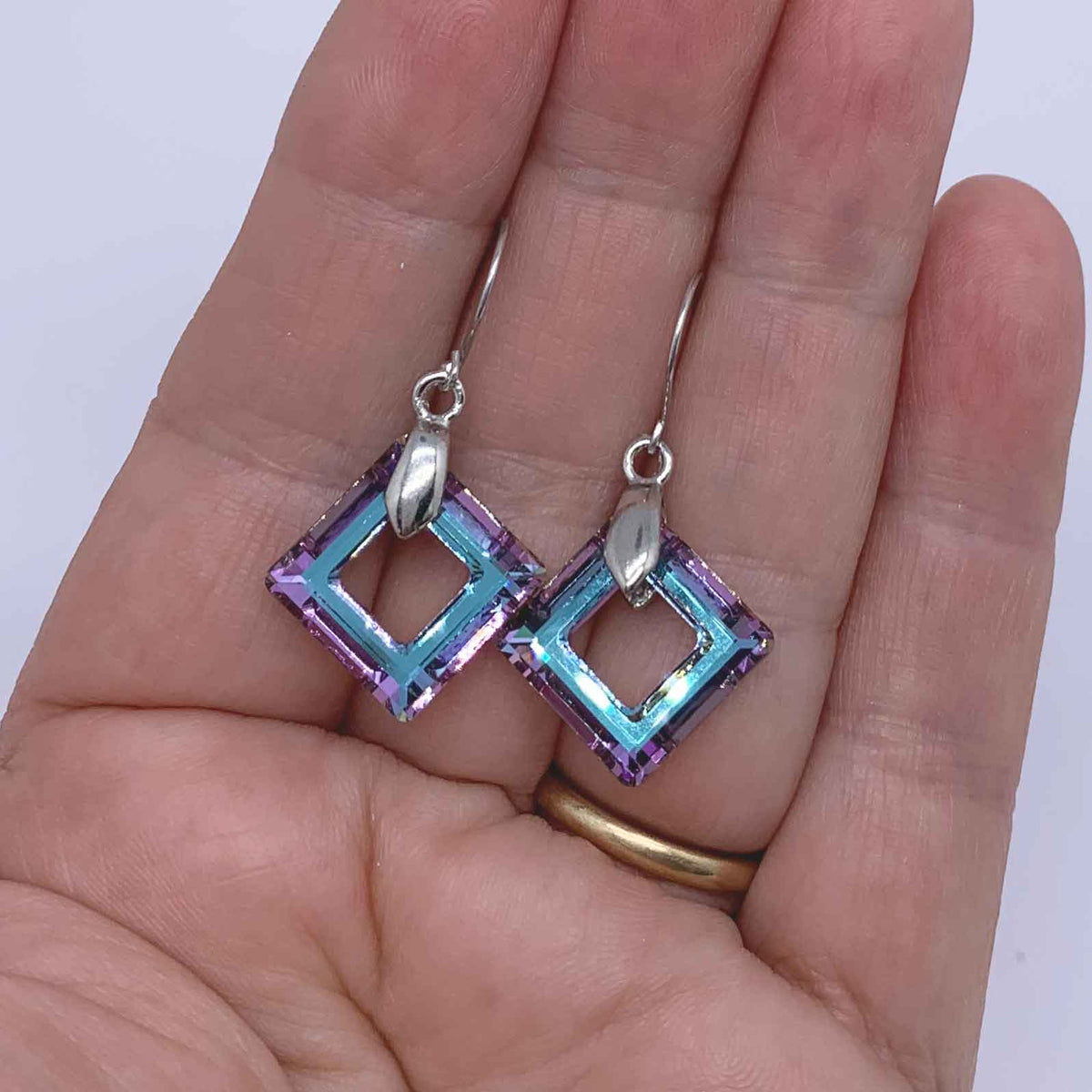 crystal jewellery set blue green pink