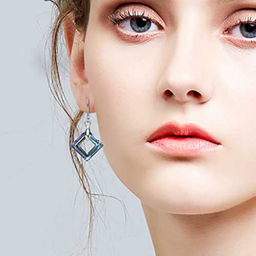 crystal silver drop earrings