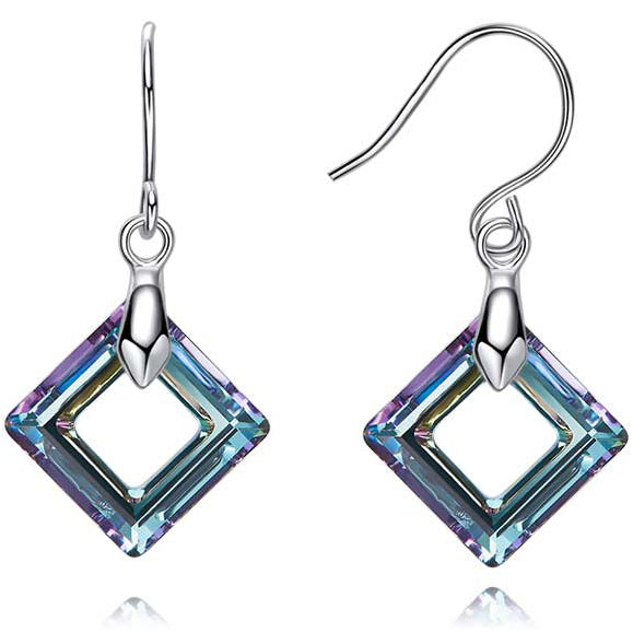 crystal silver drop earrings