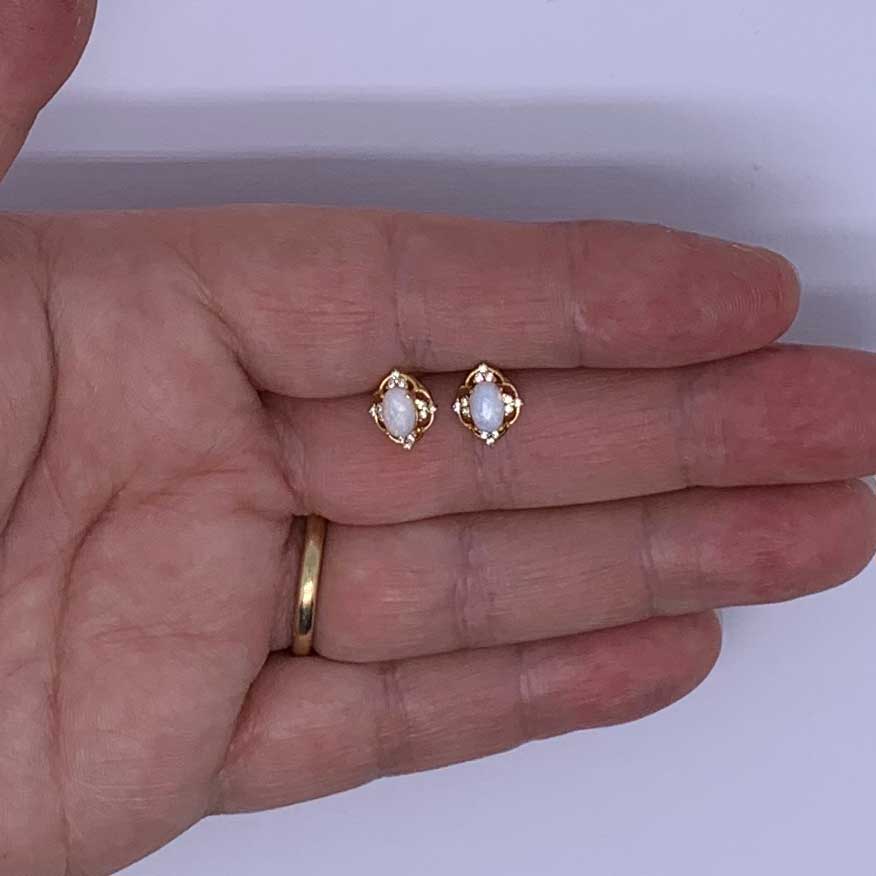 gold opal stud earrings jewellery woman nz
