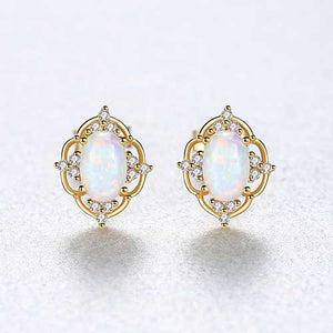 gold opal stud earrings jewellery woman nz
