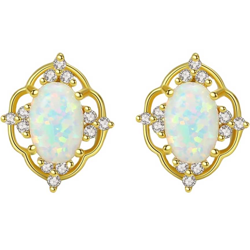 gold opal stud earrings jewellery woman nz