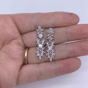 bridal crystal silver drop earrings