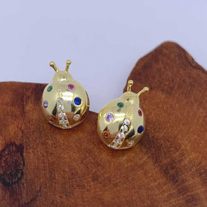 gold ladybug stud earrings women girls
