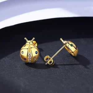 Gold Ladybug Earrings frenelle