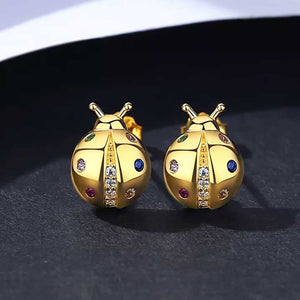 Gold Ladybug Earrings jewellery