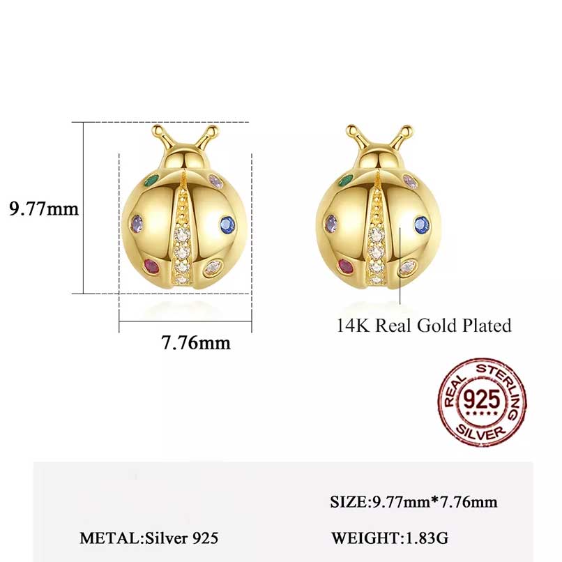 Gold Ladybug Earrings size