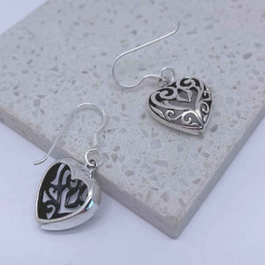 silver koru heart earrings maori