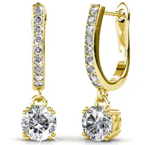 gold huggie earrings crystal
