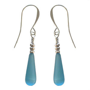 silver drop earrings blue jewellery